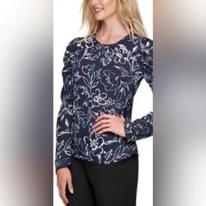 NWOT DKNY Navy Floral Women's Blouse XL
